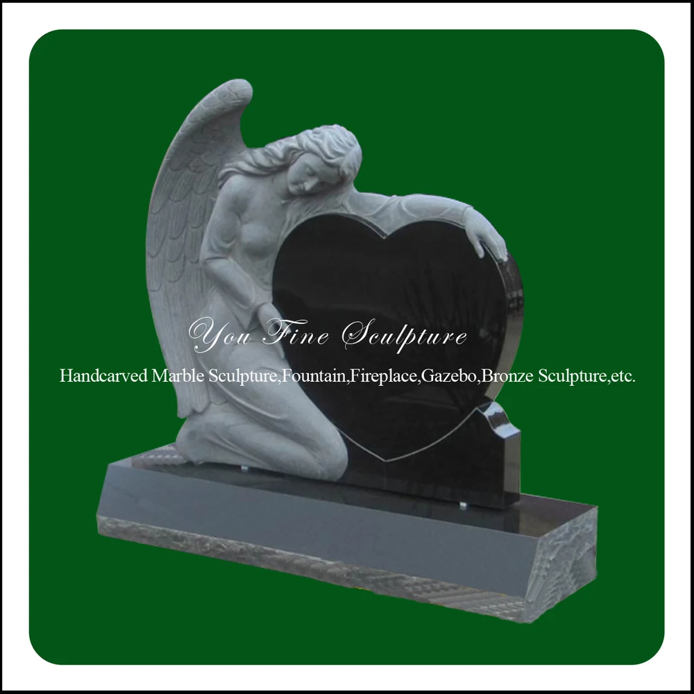 
Natural Stone Double Angel Heart Tombstone Granite Monument 