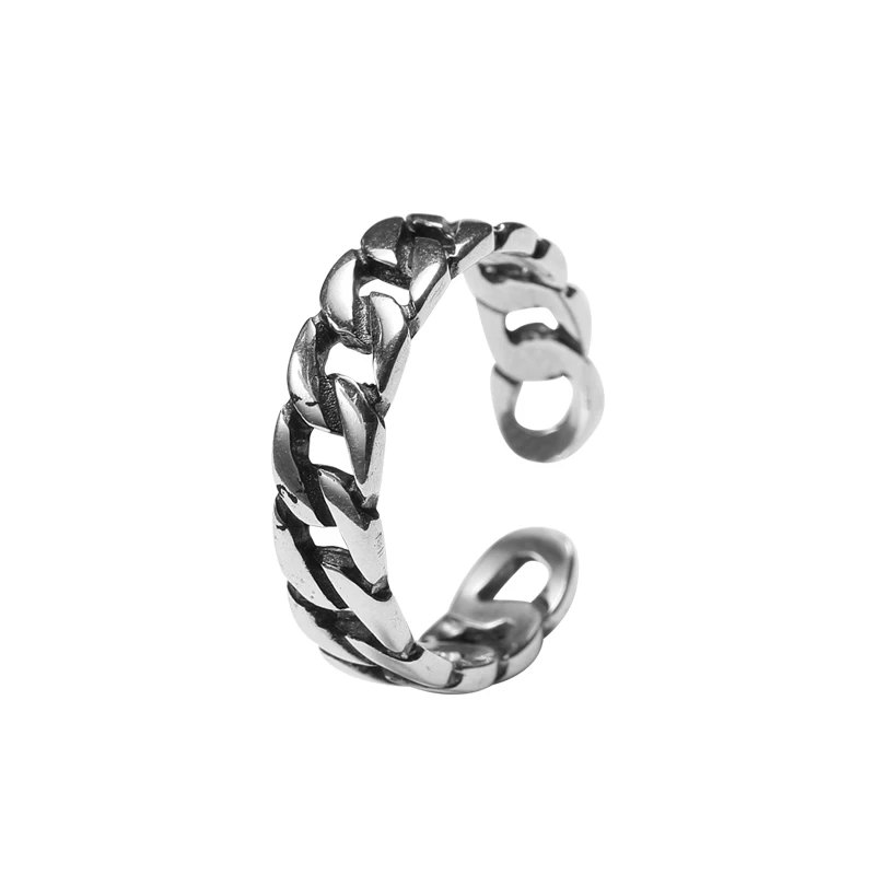 

Fashion jewellery 2019 Tomboy style Twist Chain design adjustable rings for women, Thai silver