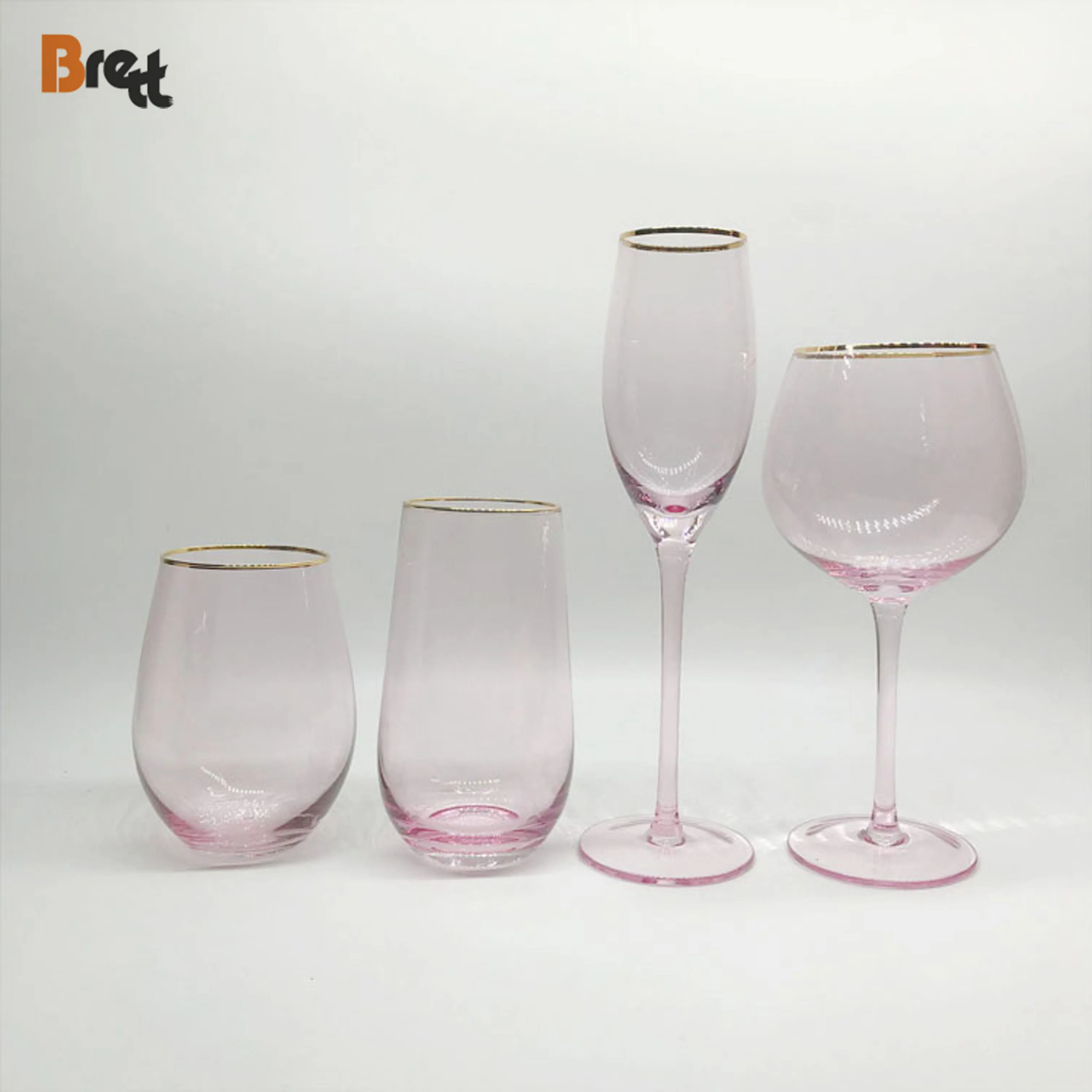 Guangzhou Best Pink Glassware Brands Crystal Wine Glass Beer Juice Water Glass Cup