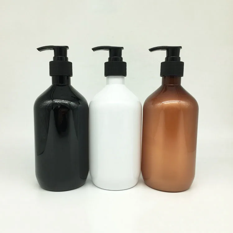 
Custom logo large white amber green translucence 500 ml pet shampoo bottle 