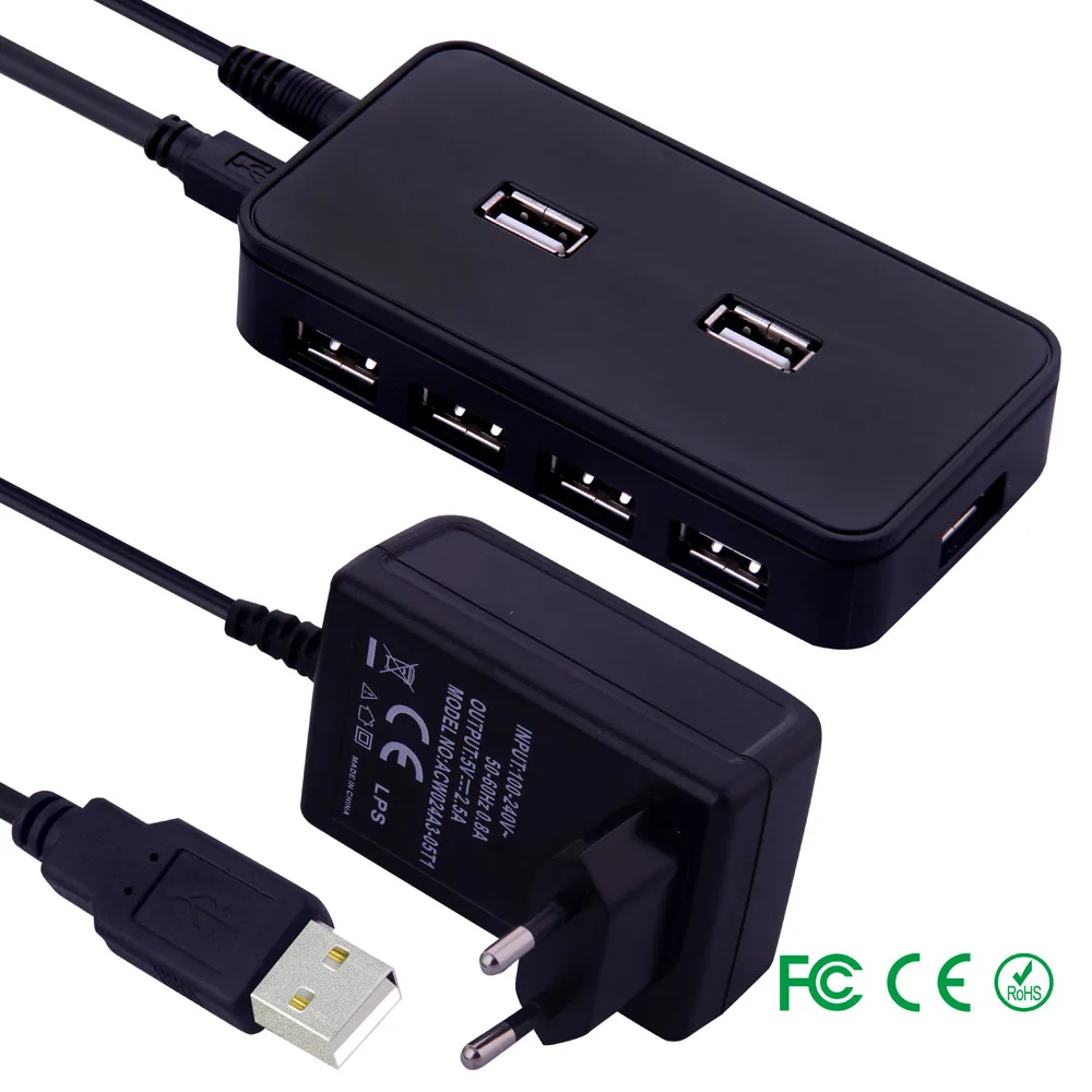 
China manufacturing factory USB 2.0 hub 7 port with power supply 