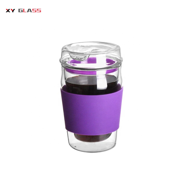 

fashion Eco Friendly thermal double layer borosilicate glass travel mug, Transparent