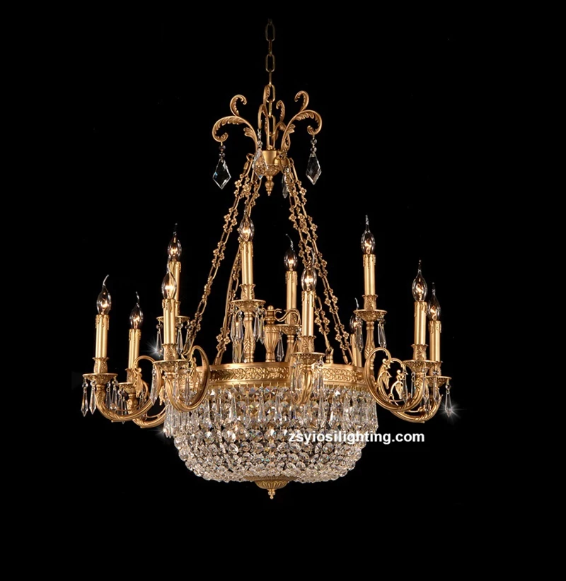 Hot sale 8 Light antique brass copper italian style crystal chandelier