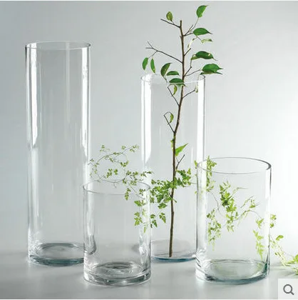 Simple Cheap Tall Home Wedding Decor Cylinder Flower Glass Vase