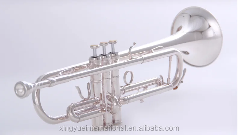 
silver plated trumpet cheap price brass body material 