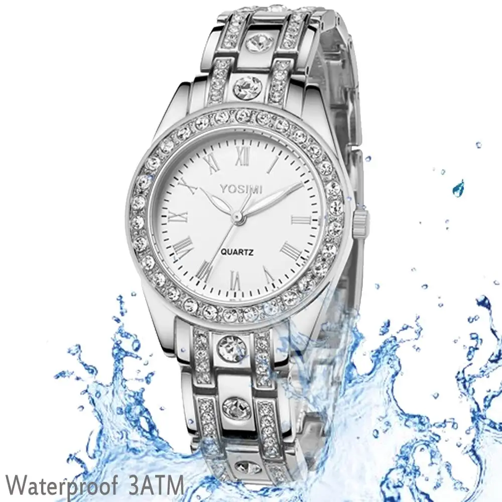 

Women Watch Bracelet Watch Silver&Rose Golden Sapphire Luminous Hands with Crystals Ladies Wristwatch Luxury Style Waterproof, N/a