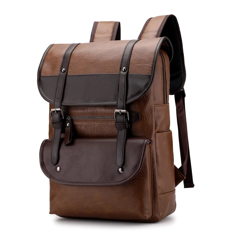 

Vintage pu backpack school bags for men leather backpack lowest price made in China