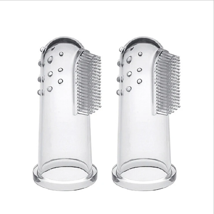 2pcs lot High quality soft silicont toddler deciduours tooth brush Finger Toothbrush