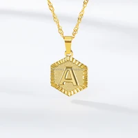 

Initial Pendant Charm A To Z Hexagon Disc Stainless Steel Necklace Jewelry