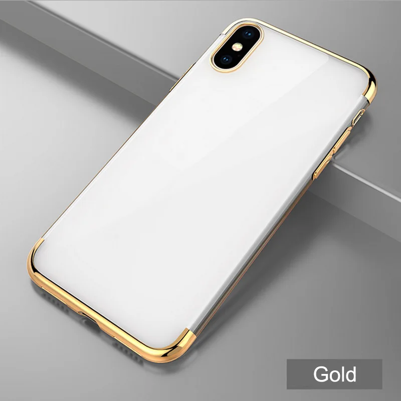 Plating tpu Transparent phone Case for iPhone For Huawei For Samsung for Xiaomi For Vivo for Opp0 protective Cover