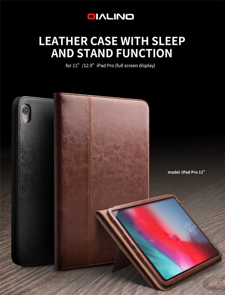 Qialino Luxury Unique Design Leather Case For Ipad Pro 12.9 Inch 2018