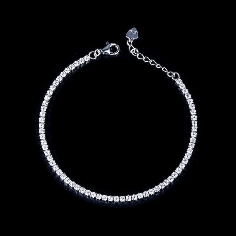 

Hot Sale 925 Sterling Silver Rhodium Plated Gemstone Charm Tennis Bracelet Chain Jewelry For 2021 Gift Girl Lady Women