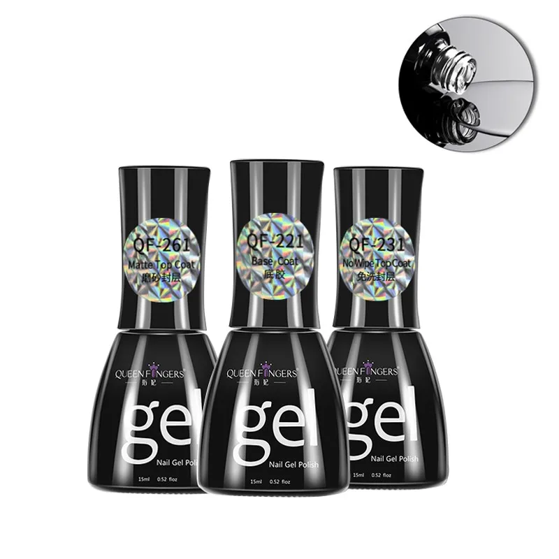 Queen Fingers Tempered/reinforcing/matte/no Wipe Gel Top Coat And Base