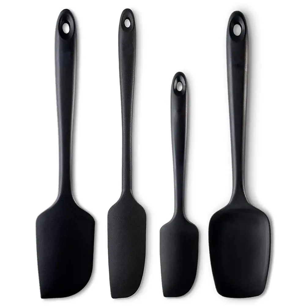 

Non-Stick Heat Resistant Strong Stainless Steel Core Silicone Spatula set of 4 Created for Cooking Baking and Mixing, Black/red/customized color