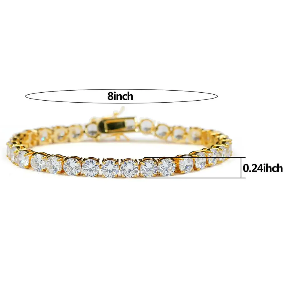 

Hip hop Elegant Bling Bling Bracelet Glitter Birthday Wedding Gift ICED OUT 6mm Cubic Bracelets Female Men's Fine Jewelry, Gold silver