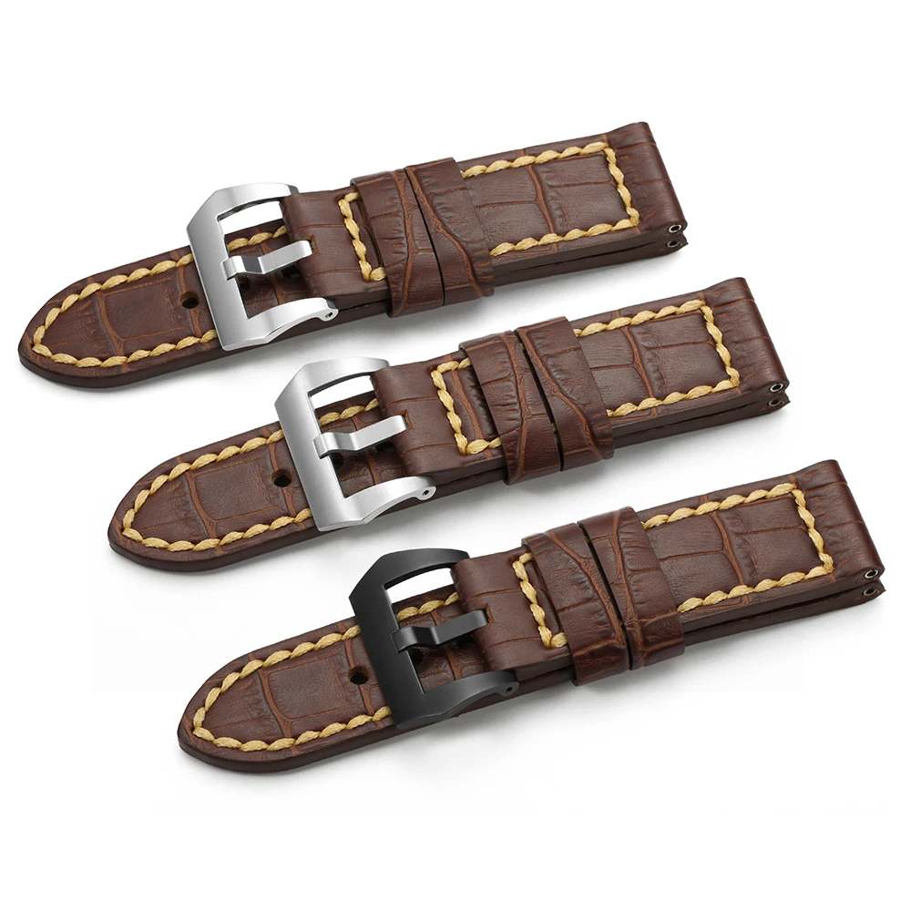 

OEM Western Replacement Vintage Wristband Smart Bracelet Genuine Italian Calf Leather Watch Band Strap for Panerai Watch, Dark brown & honey brown & light brown & black & brown & army green