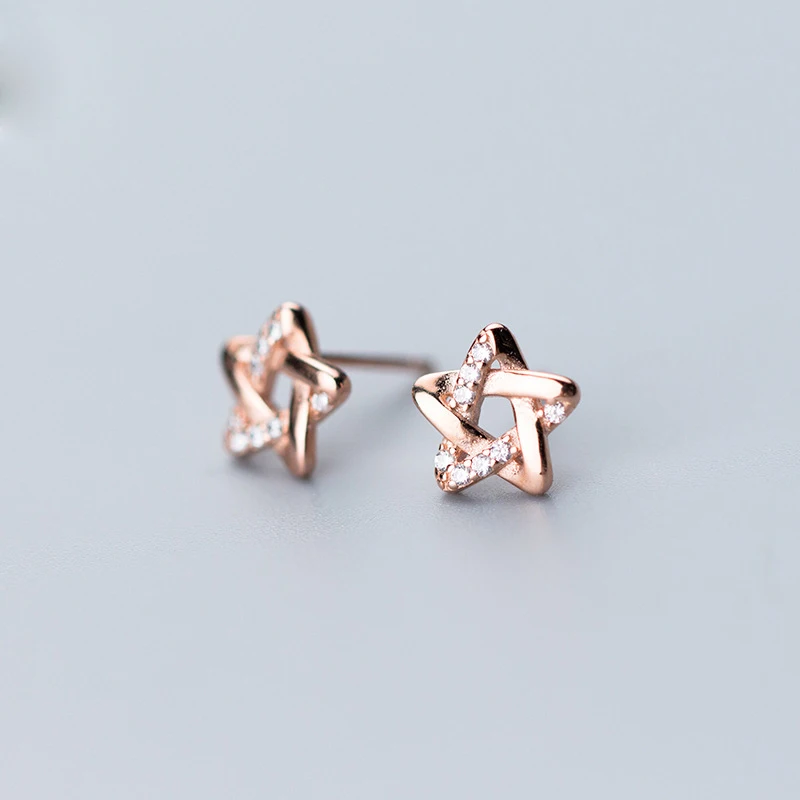 

Wholesale 925 Sterling Silver Five Star Stud Earrings For Women Gifts Jewelry