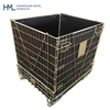 Zinc galvanizing euro metal steel collapsible stacking wire mesh storage secure pet preform cage container with castors