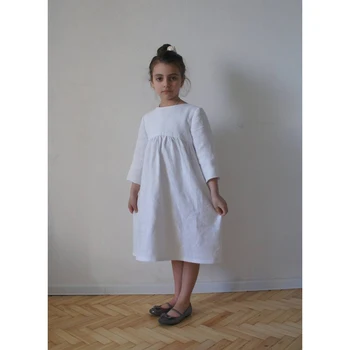 white cotton linen dress