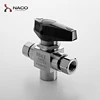 stainless steel tee trunnion female thread 3 way ball valve