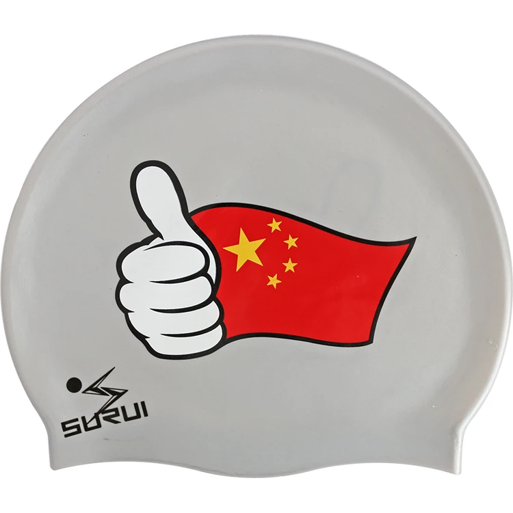 Waterproof 100% Silicone National Flags Nude Kids Swimming Pool Cap