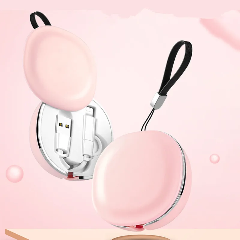 

Creative Design gift box 1M Scalable 2 in 1 USB cable for Iphone and Android Mobile, Pink;silver;green
