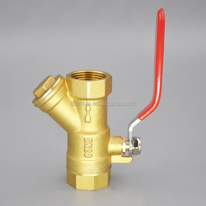 Brass Filter Drain Ball Valve / Female Thread Brass Y Strainer Ball