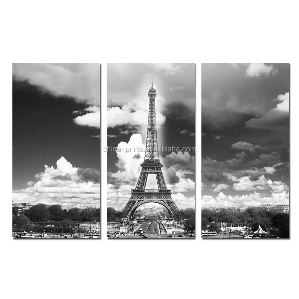 Black And White Stretched Canvas Art European Iron Tower Wall