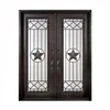 modern pentagram security wrought iron entry double gate IGZ--105