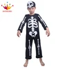 High quality Stage party Halloween skeleton boy jumpsuits skull costume with hat