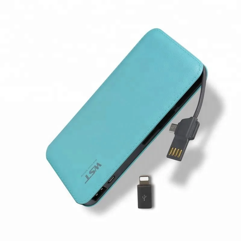 

Amazing quality factory price built in cable 9000mah leather power bank