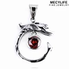 MECYLIFE Casting Pendant Ruby Charms Stainless Steel Fish Necklace