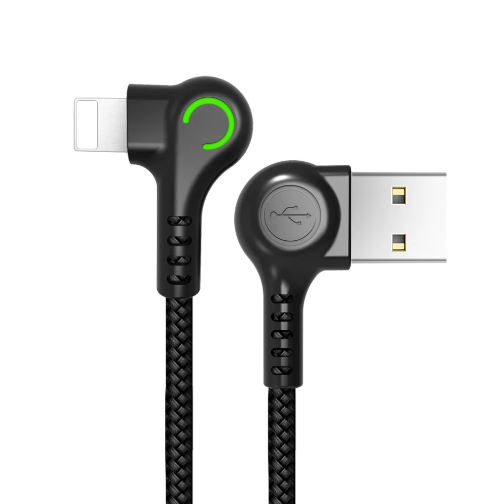 

Hot selling High Quality Braided Game Charging Cable with Light for IPhone Fast Charge USB Data Cable, Black