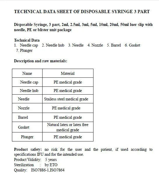 Cornwall Disposable Syringe 3 Part All Sizes Buy Disposable Syringe