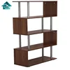 modern simple design wooden 4 level metal frame bookshelf