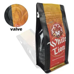 coffee bags with valve and ziplock