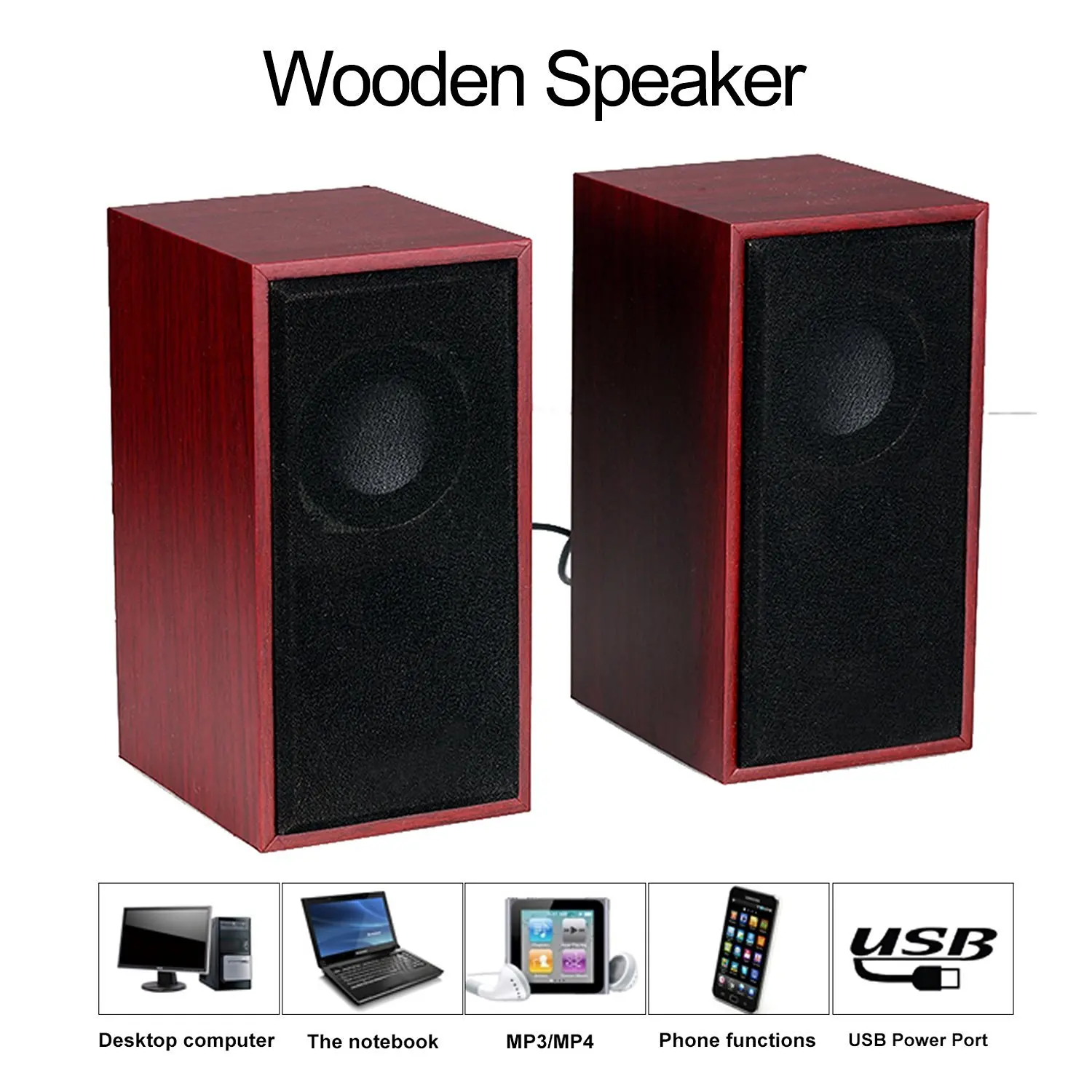 wooden pc speakers