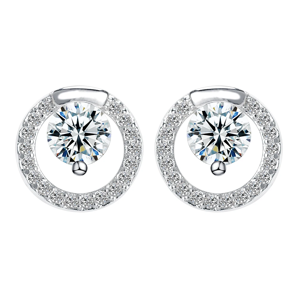 Cheap Price Brass Plated White Gold Crystal Stud Earring Copper Alloy