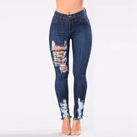 

In Stock Pencil Pants Blue Top Design Ladies Women Jeans Pants