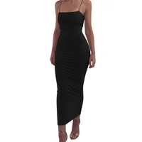 

2019 Best Selling High Quality Summer Sexy Solid Color Casual Dress Ladies Party Sleeveless Long Dresses