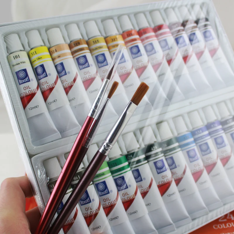

Memory brand oil colors paints fine painting supplies 24 colours 12ml tube offer brushes for free