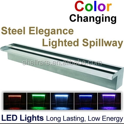 Color Changing 47.2" Lighted Spillway LED Stainless SteelWall Pond Spillway 