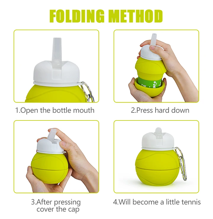 New Product Ideas 2019 Motivational Healthy Silicone Collapsible Sport Water Bottle With Spout
