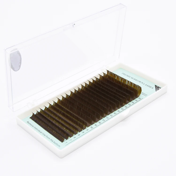 

Wholesale Premium 20Rows 7~15mm mix natural best brown eyelash extensions individual brown fake lashes for sale