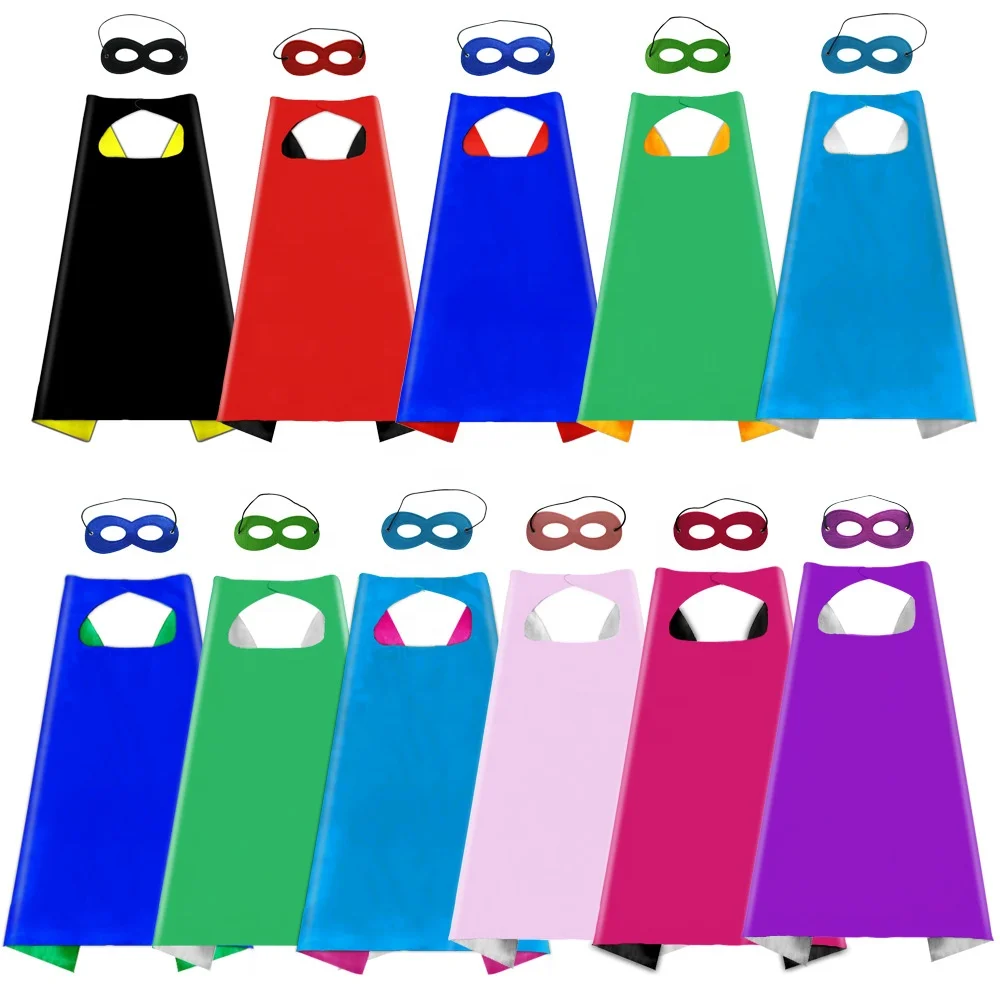 

halloween Costume party 2 layer  oem logo custom kids superhero capes and masks