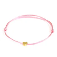

Gold Color Heart Handmade Multicolor Rope Adjustable String Lucky Bracelet For Women Children