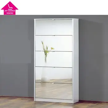 Tall Mirrored Shoe Storage Cabinet In 