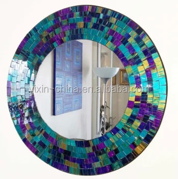 Wall Decor Round Shape Colored Glass Mosaic Decorative Mirrors