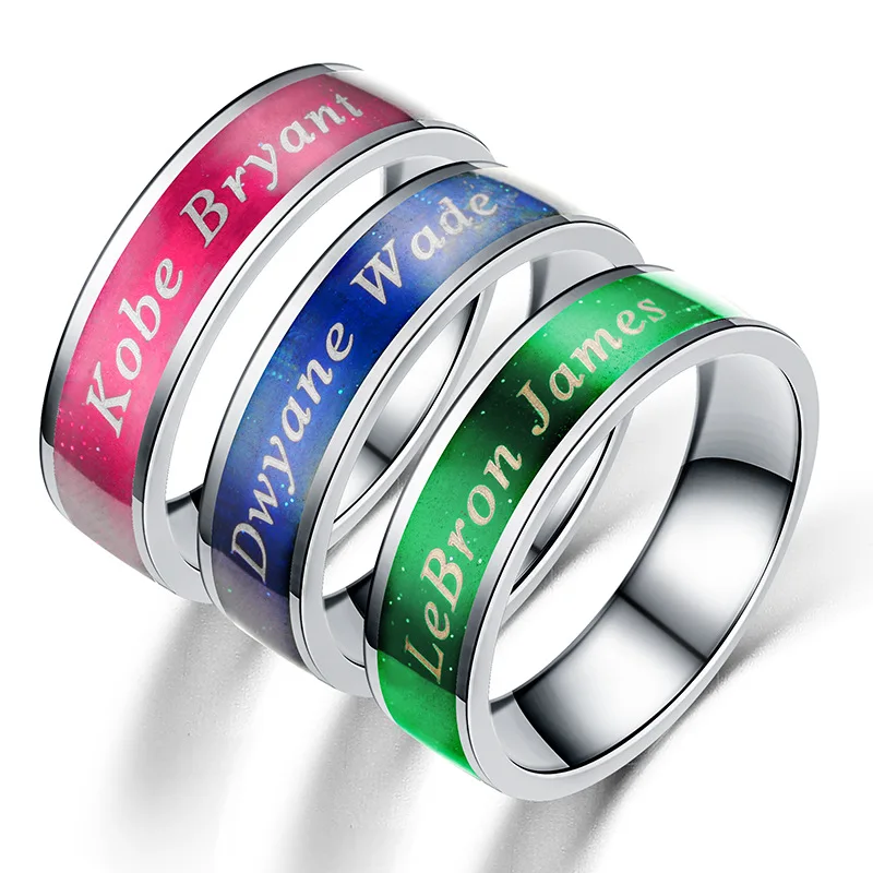 

Temperature Emotion Feeling Engraved Letters Customize Rings Mood Ring, Red;blue;green