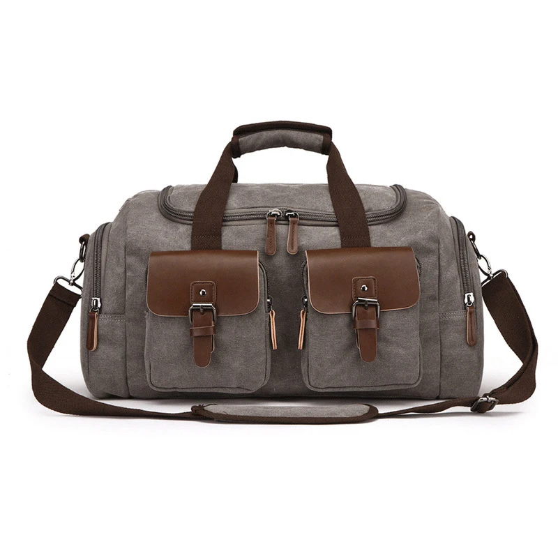 

16 ounce vintage canvas leather multifunction laptop travel bag dropshipping with zipper, Customized